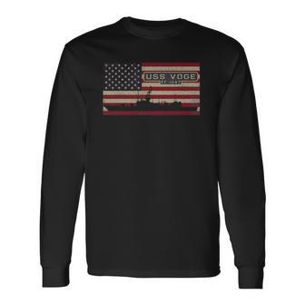 Uss Voge Ff 1047 Frigate Ship Usa American Flag Long Sleeve T-Shirt T-Shirt | Mazezy