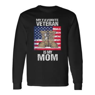 Veteran Mom Proud Son Veterans Day Us Veteran Mother Long Sleeve T-Shirt - Seseable