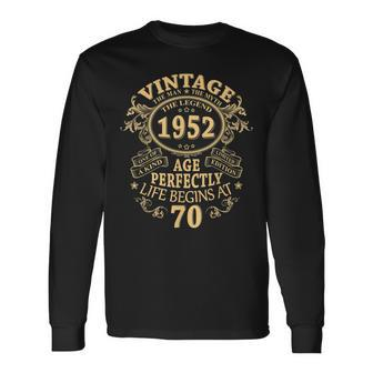 Vintage 1952 The Man Myth Legend 70 Year Old Birthday Long Sleeve T-Shirt - Seseable