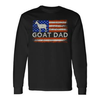 Vintage American Flag Goat Animal Lover Goat Dad 4Th Of July Long Sleeve T-Shirt - Seseable