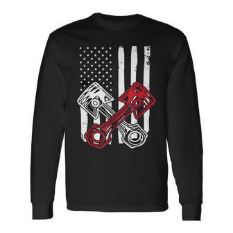 Vintage American Flag Piston Funny Muscle Car Mechanic 558 Trending Shirt Unisex Long Sleeve | Favorety UK