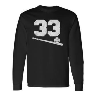 Vintage Baseball Jersey Number 33 Player Number Long Sleeve T-Shirt - Thegiftio UK
