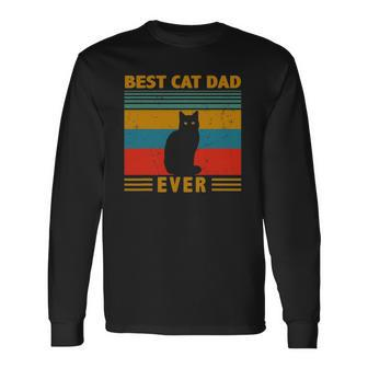 Vintage Best Cat Dad Ever Personalized For Cat Lovers Long Sleeve T-Shirt T-Shirt | Mazezy