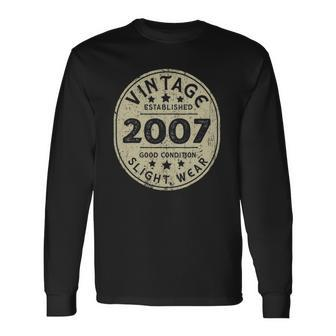 Vintage Established 2007 15Th Birthday Party Retro Long Sleeve T-Shirt | Mazezy