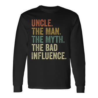 Vintage Fun Uncle Man Myth Bad Influence Long Sleeve T-Shirt - Thegiftio UK