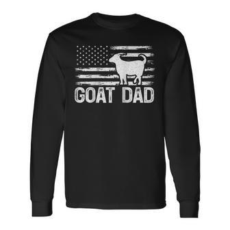 Vintage Goat Dad Retro American Flag Goat 4Th Of July Long Sleeve T-Shirt - Seseable
