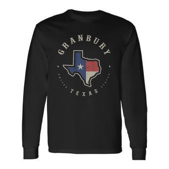 Vintage Granbury Texas State Flag Map Souvenir Long Sleeve T-Shirt T-Shirt | Mazezy
