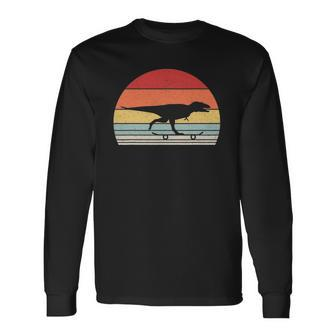 Vintage Retro Skateboardingrex Dinosaur Skate Skateboard Long Sleeve T-Shirt T-Shirt | Mazezy
