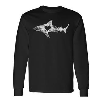 Vintage Shark Silhouette Hammerhead Shark Tiger Shark Heart 158 Trending Shirt Unisex Long Sleeve | Favorety AU