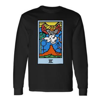 Wait Is This Pixel Art Tarot Yellow - Major Arcana The Lovers Design For Stickers And Unisex Long Sleeve | Favorety