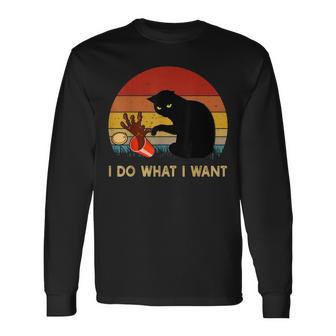 I Do What I Want Black Cat For Vintage Long Sleeve T-Shirt T-Shirt | Mazezy