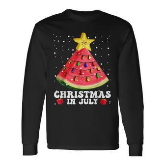 Watermelon Christmas Tree Christmas In July Summer Vacation V2 Long Sleeve T-Shirt - Seseable