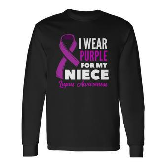 I Wear Purple For My Niece Lupus Uncle Aunt Lupus Awareness Long Sleeve T-Shirt T-Shirt | Mazezy
