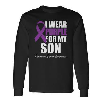 I Wear Purple For My Son Pancreatic Cancer Awareness Long Sleeve T-Shirt - Thegiftio UK