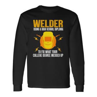 Welder Art For Steel Welding Migtig Welder Long Sleeve T-Shirt T-Shirt | Mazezy