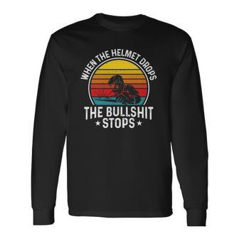 When The Helmet Drops The Bullshit Stops Welder Welding Long Sleeve T-Shirt T-Shirt | Mazezy