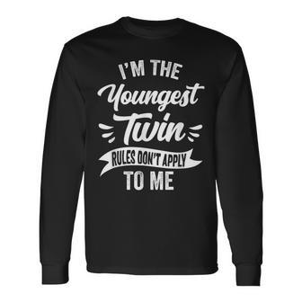 Youngest Twin Sister Brother Sibling Birthday Twins Long Sleeve T-Shirt - Seseable