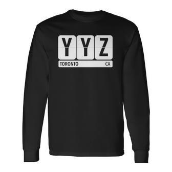Yyz Toronto Canada Travel Souvenir Black Text Long Sleeve T-Shirt | Mazezy