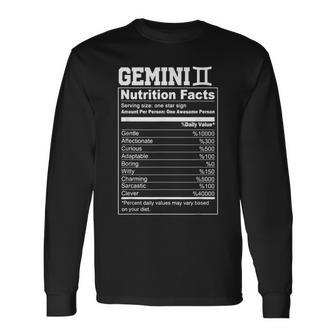 Zodiac Gemini Nutrition Facts Gemini Birthday Women Long Sleeve T-Shirt - Seseable