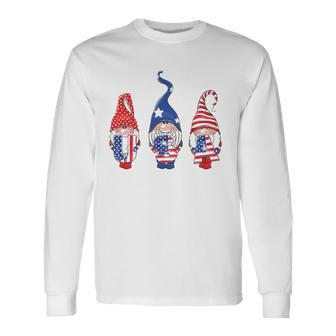 4Th Of July American Flag Gnomes Girls Boys Long Sleeve T-Shirt T-Shirt | Mazezy
