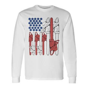 4Th Of July Arborist Men Tree Climber Dad Chainsaw Long Sleeve T-Shirt - Seseable