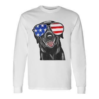 4Th Of July Black Lab Dog American Love Long Sleeve T-Shirt T-Shirt | Mazezy
