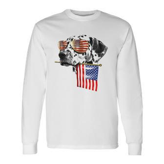 4Th Of July Fun American Flag Dalmatian Dog Lover Long Sleeve T-Shirt T-Shirt | Mazezy