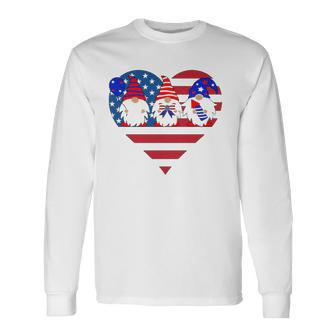 4Th Of July Gnomes American Flag Heart Fireworks Gnomes Long Sleeve T-Shirt T-Shirt | Mazezy