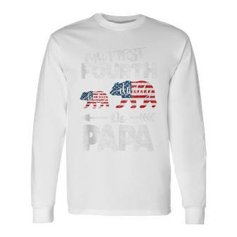 4Th Of July For Papa Bear Dad Pregnancy Announcement Long Sleeve T-Shirt - Seseable