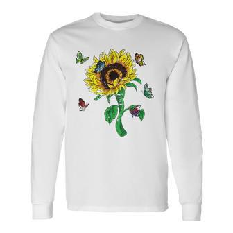 Aesthetics Sunflowers Nature Butterflies Yellow Sunflower Long Sleeve T-Shirt T-Shirt | Mazezy DE