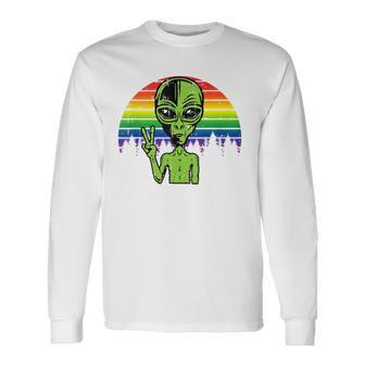 Alien Peace Lgbt Gay Pride Costume Retro Halloween Long Sleeve T-Shirt - Thegiftio UK