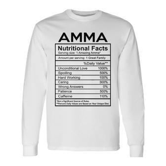 Amma Grandma Amma Nutritional Facts Long Sleeve T-Shirt - Seseable