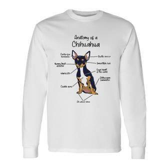 Anatomy Of A Chihuahua Dog Dogs Pet Long Sleeve T-Shirt | Mazezy