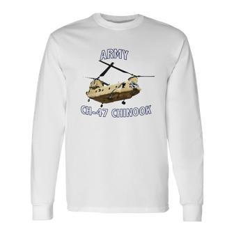 Army Ch-47 Chinook Helicopter Long Sleeve T-Shirt T-Shirt | Mazezy