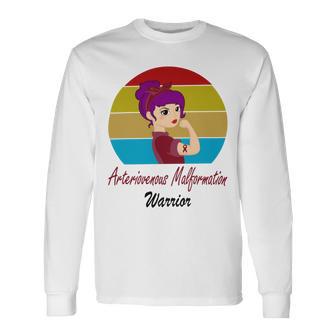 Arteriovenous Malformation Strong Women Vintage Funny Burgundy Ribbon Arteriovenous Malformation Support Arteriovenous Malformation Awareness Unisex Long Sleeve | Favorety CA