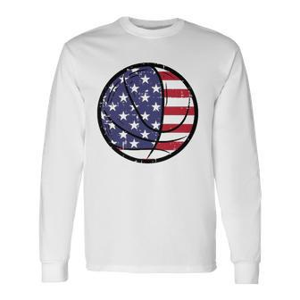 Basketball Fourth July 4Th Sports Patriotic Long Sleeve T-Shirt T-Shirt | Mazezy