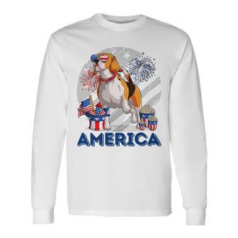 Beagle American Flag Sunglasses 708 Shirt Unisex Long Sleeve | Favorety UK