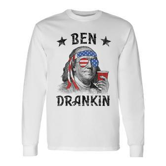 Ben Drankin 4Th Of July V2 Long Sleeve T-Shirt - Seseable