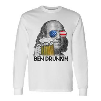 Ben Drankin Drunking 4Th Of July Beer Men Woman V3 Long Sleeve T-Shirt - Seseable