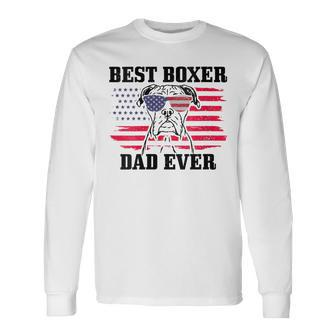 Best Boxer Dad Ever Dog Patriotic 4Th Of July American Flag Long Sleeve T-Shirt - Seseable