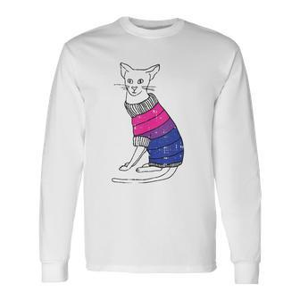 Bisexual Cat Lgbt-Q Pride Cute Kitten Kitty Proud Ally Long Sleeve T-Shirt T-Shirt | Mazezy