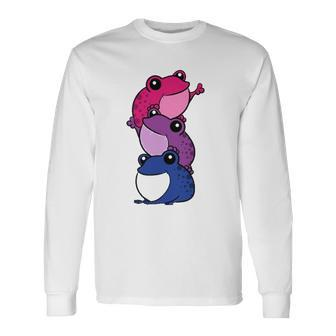 Bisexual Frog Bi Pride Lgbtq Cottagecore Kawaii Long Sleeve T-Shirt T-Shirt | Mazezy