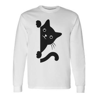 Black Cat Peeking Unisex Long Sleeve | Favorety AU