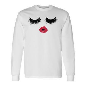 Black Eyelashes Red Lips Mother Day Gift Birthday Holiday Christmas Unisex Long Sleeve | Favorety DE