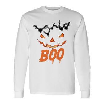 Boo Scary Pumpkin Face Unisex Long Sleeve | Favorety