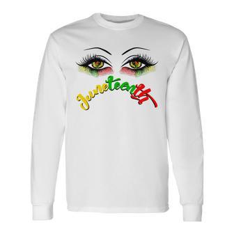 Bright Eyes Juneteenth African American Eye Black Flag V2 Unisex Long Sleeve | Favorety CA