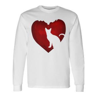 Cat Heart Shirt Cat Lovers Valentine Day Gifts For Couple Unisex Long Sleeve | Favorety AU