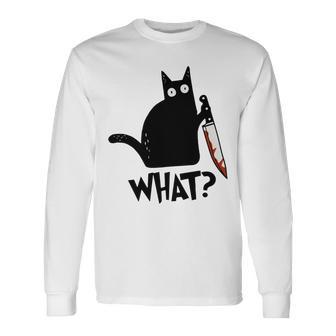 Cat What Murderous Black Cat With Knife Unisex Long Sleeve | Favorety CA