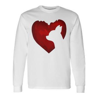 Chihuahua Shape With Red Heart Painting For Valentine Day Unisex Long Sleeve | Favorety DE