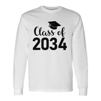 Class Of 2034 Grow With Me Handprints Go On The Back Long Sleeve T-Shirt T-Shirt | Mazezy